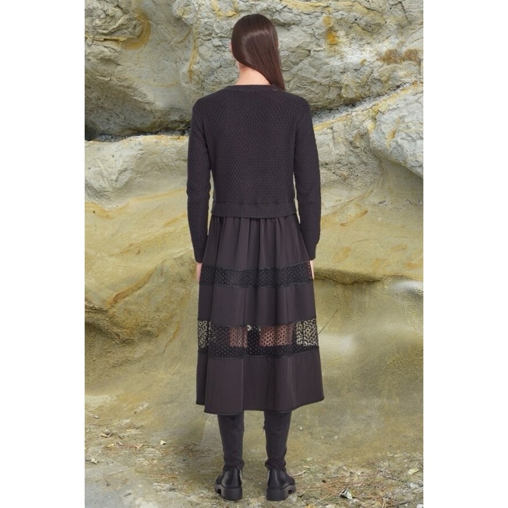 TRELISE COOPER Womens Dress Knit Lace Mixed Media Goth Victorian Midi Witchy - Picture 2 of 14